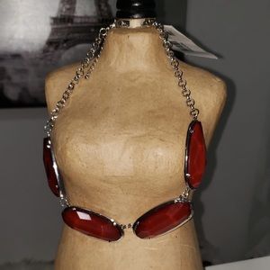 Ruby Red and Silver Color Necklace